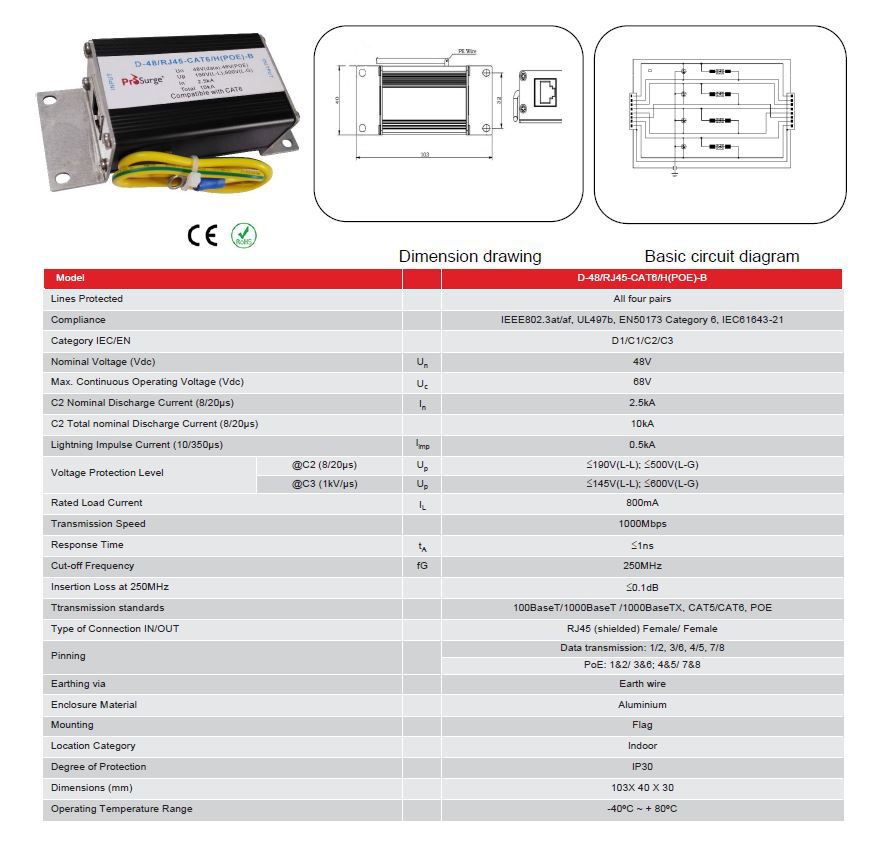 D-48/RJ45-cat6/H(POE)-B